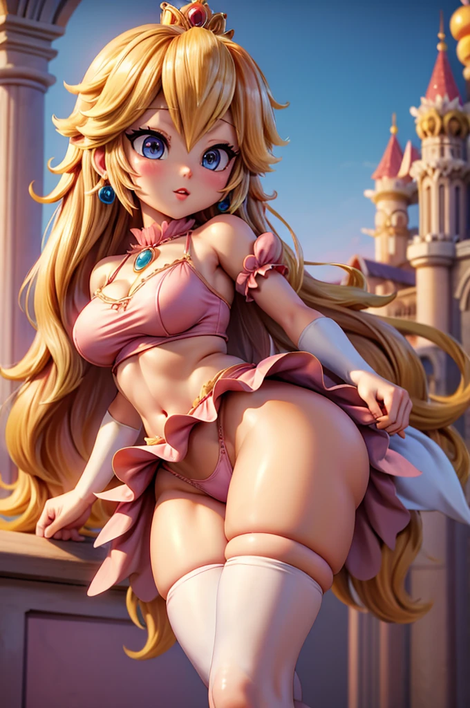 chibi Princess Peach, V-string thong, strong calf, strong quadriceps, thick