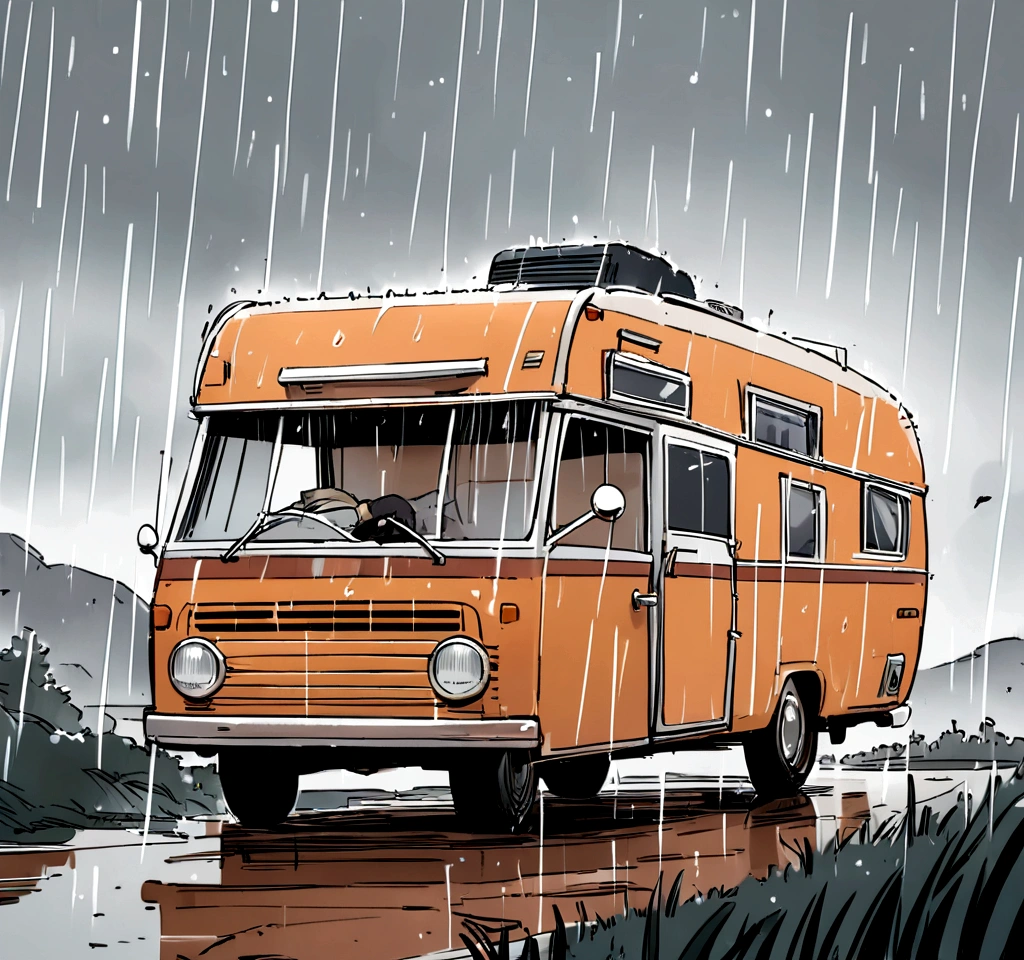 Sleeping In A Retro RV Caught In A Rain