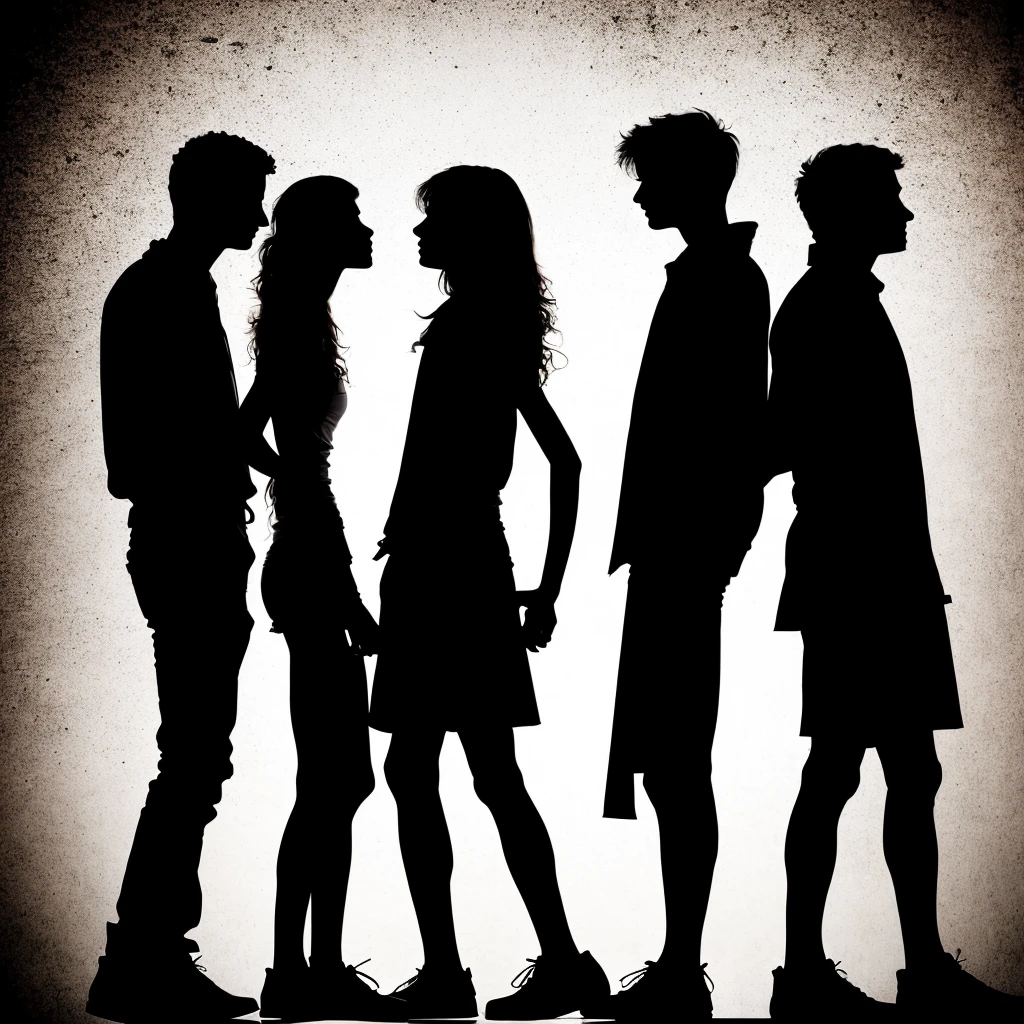 Cool young people silhouettes