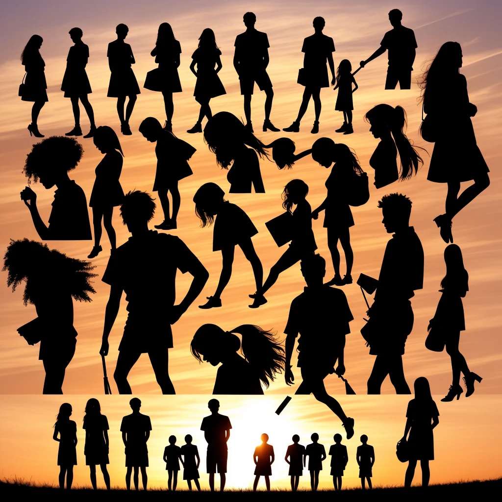 Cool young people silhouettes