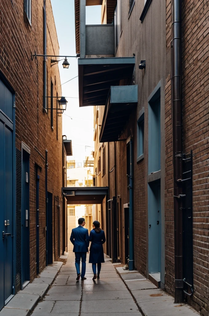 Two bills talking in an alley alone 
