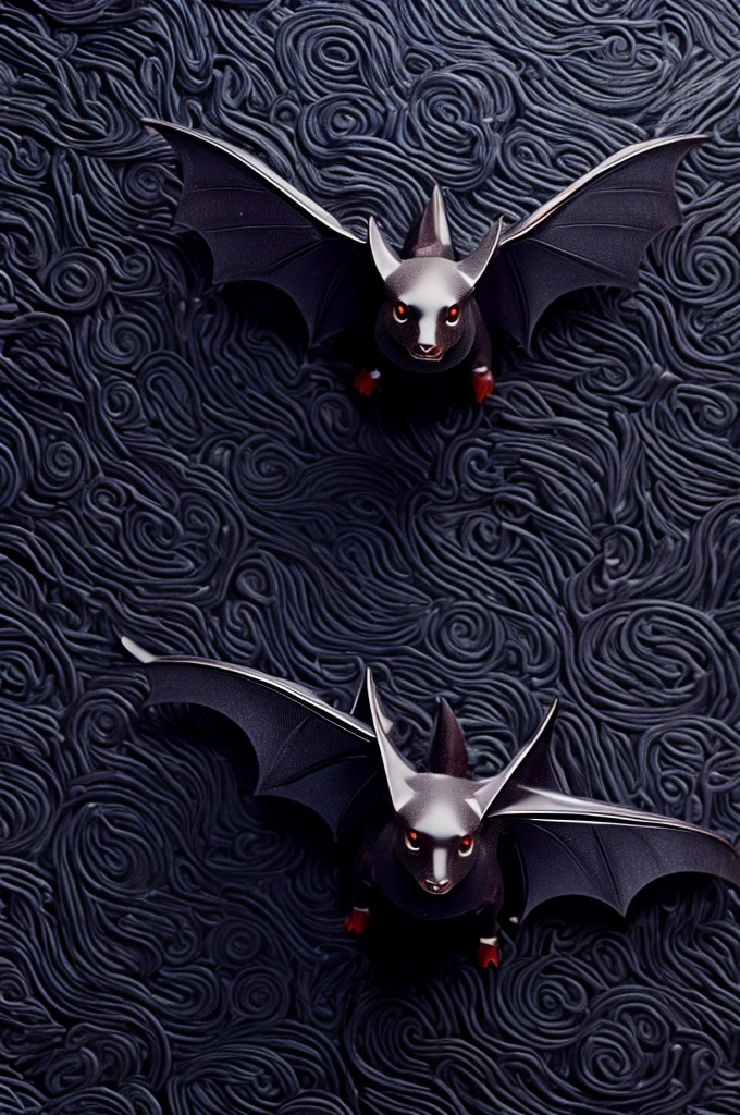 ((Licorice bat)), 1bat, bat made of licorice, wings made of licorice, ears made of licorice, swirling teeth made of licorice, bat, animal, cute, candy, gummy, see through, ConceptArt, (Masterpiece, Best Quality, Illustration, Fine Detail), ((Very Detailed CG Unity 8k Wallpaper, High Resolution)), High Saturation, Low Brightness
