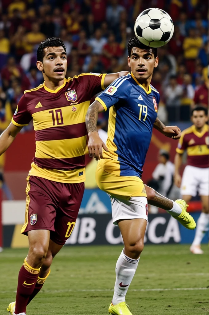 Cantinflas playing soccer with the vinotinto uniform of Venezuela Copa América