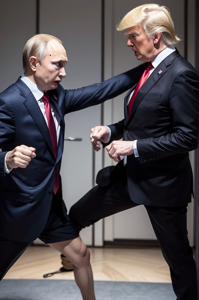 Donald Trump fighting with Vladimir Putin