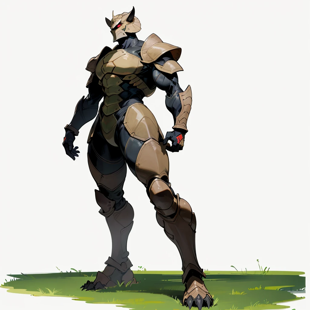 (Random Evolution, Colossal turtle mixed with big Armadillo), armor Titan, full body version, yellow and black color skins, (his body stands straight), (tall), (full red eyes), (Grassroots), no background
