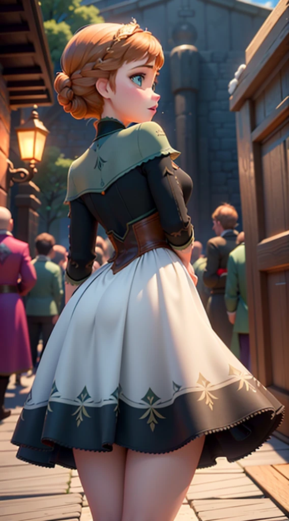 Photo of Anna of Arendelle from behind, angle from behind, mini dress, 