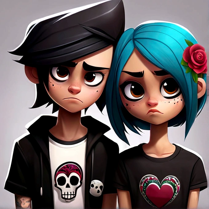 Emo couple the boy is Polish and the girl is Mexican make them cute