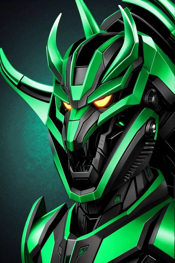 Robot Humanoid Dragon Eastern 2 horned feral claws manga style muzzle green anime style no cyberrealistic
