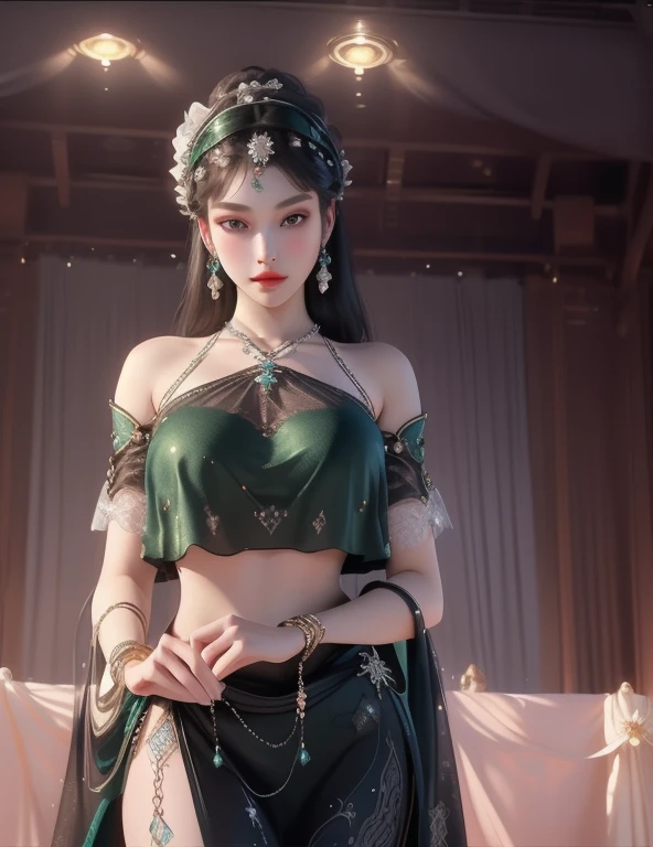 Ultra-realistic 8k CG, picture-Perfect face, Flawless, Clean, masterpiece, Professional artwork, Famous Artworks, Movie Lighting, Bloom, Perfect face, Pretty Face, fantasy, Like a dream, illusory, Science fiction, (((Full and soft breasts,)))(((Huge breasts))) (((Cleavage)))  beautiful clothes, Lace, Lace trim, Lace-trimmed legwear,  (rich:1.4), prestige, luxurious, Jewelry, diamond, Kaneko, pearl, gem, 蓝gem, 红gem, emerald, Intricate details, Exquisite pattern, charming, Tempting, Tempting, , enchanting, Hair accessories, neckLace, earrings, bracelet, armband,Halo
((,1 Girl, Throw,))(((,  1 Girl,  Solitary,Looking at the audience, )))