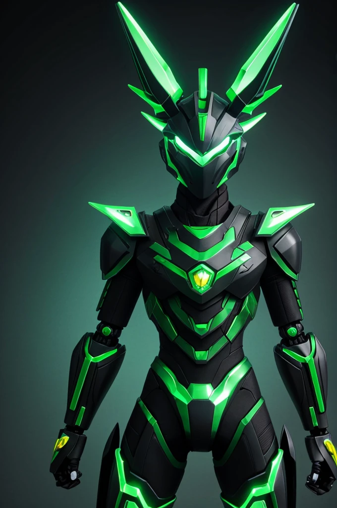 Robot Humanoid Dragon Eastern 2 horned feral claws manga style muzzle green anime style no cyberrealistic
