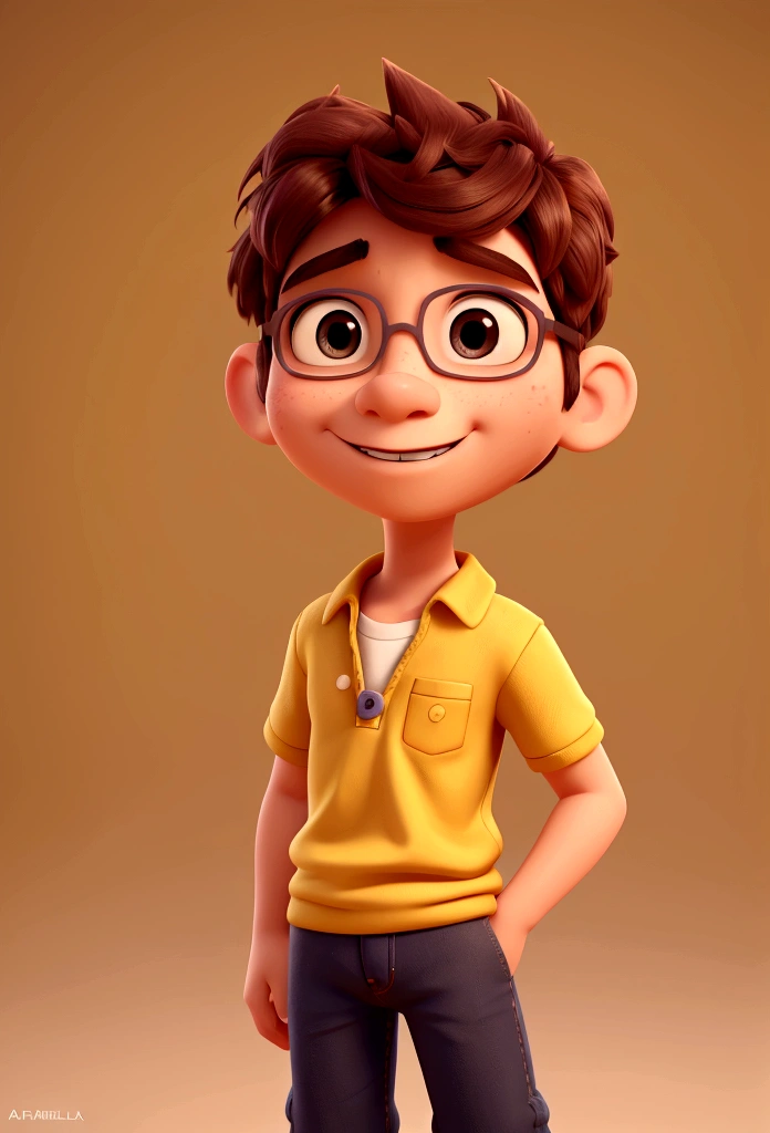 Cartoon character of a boy in a yellow shirt, animation character, stylized character, animation style rendering, 3d stylized, Arnold Maya rendering, Stylized 3D rendering, toon render screenshot, 3d character, 3d character, Stylized 3D rendering, 3D character rendering, cartoon character, Personagem de close up, character posing, (Pixar-style) (master part:1.2) (bokeh) (best qualityer) (skin detailed) (detailed texture) (8K) (Argilla) (cinematic lighting) (sharp focus

