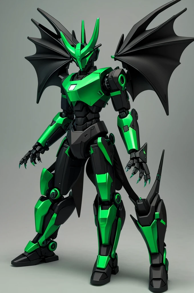 Robot Humanoid Dragon Eastern 2 horned feral claws manga style muzzle green anime style 