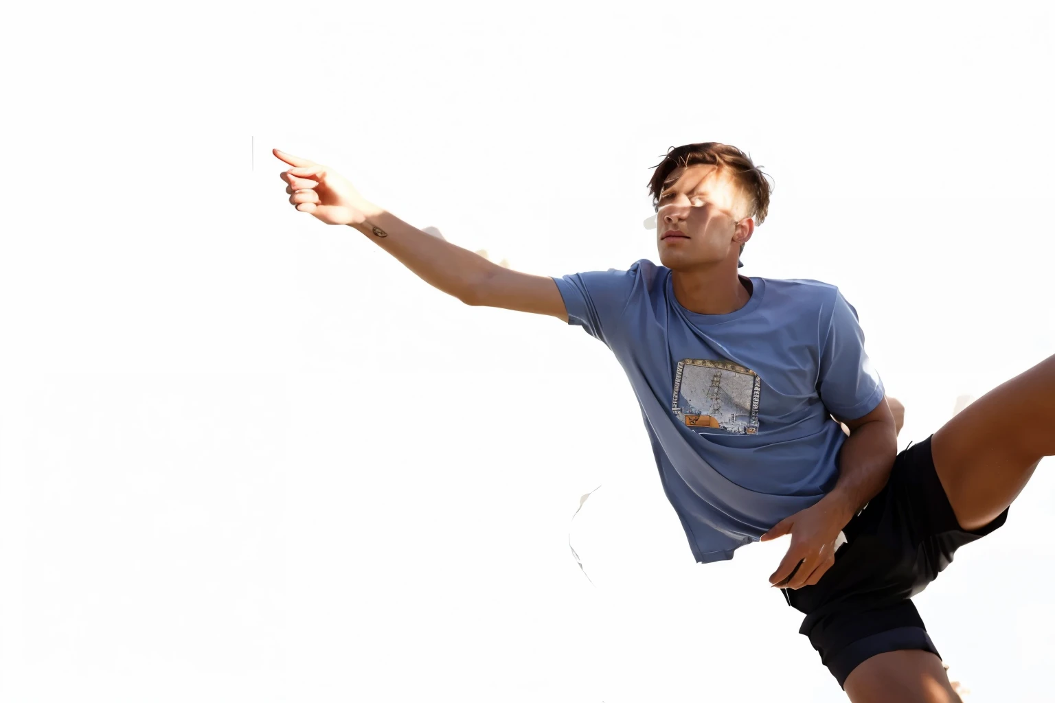 1 male, Model, on yacht, top view, buzzer