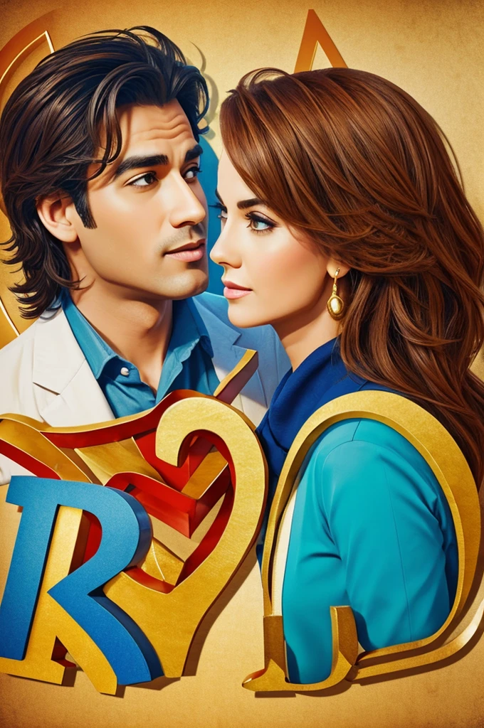 Create animated couple the woman with the letter Y, the man with the letter A