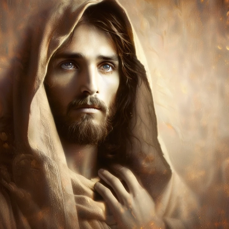 Photography of Jesus Christ, stare straight ahead ((best qualityer, 8K, Masterpiece artwork: 1.2)), Ultra-realistic graphics, color photography, sharp focus, sky background and colors, gold plated, fully body, pious look, Highly detailed facial and skin texture, detailedeyes, direct eye contact, Super-resolution, Megapixels, ProFoto RGB, ultra HD, angelic background, coberto de ouro