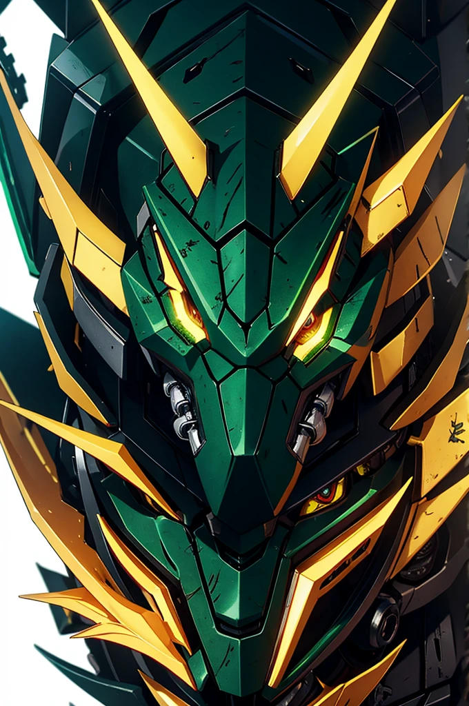 Robot Humanoid Dragon Eastern 2 horned feral claws manga style muzzle green