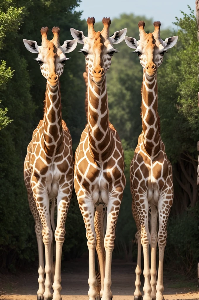 a giraffe with two heads