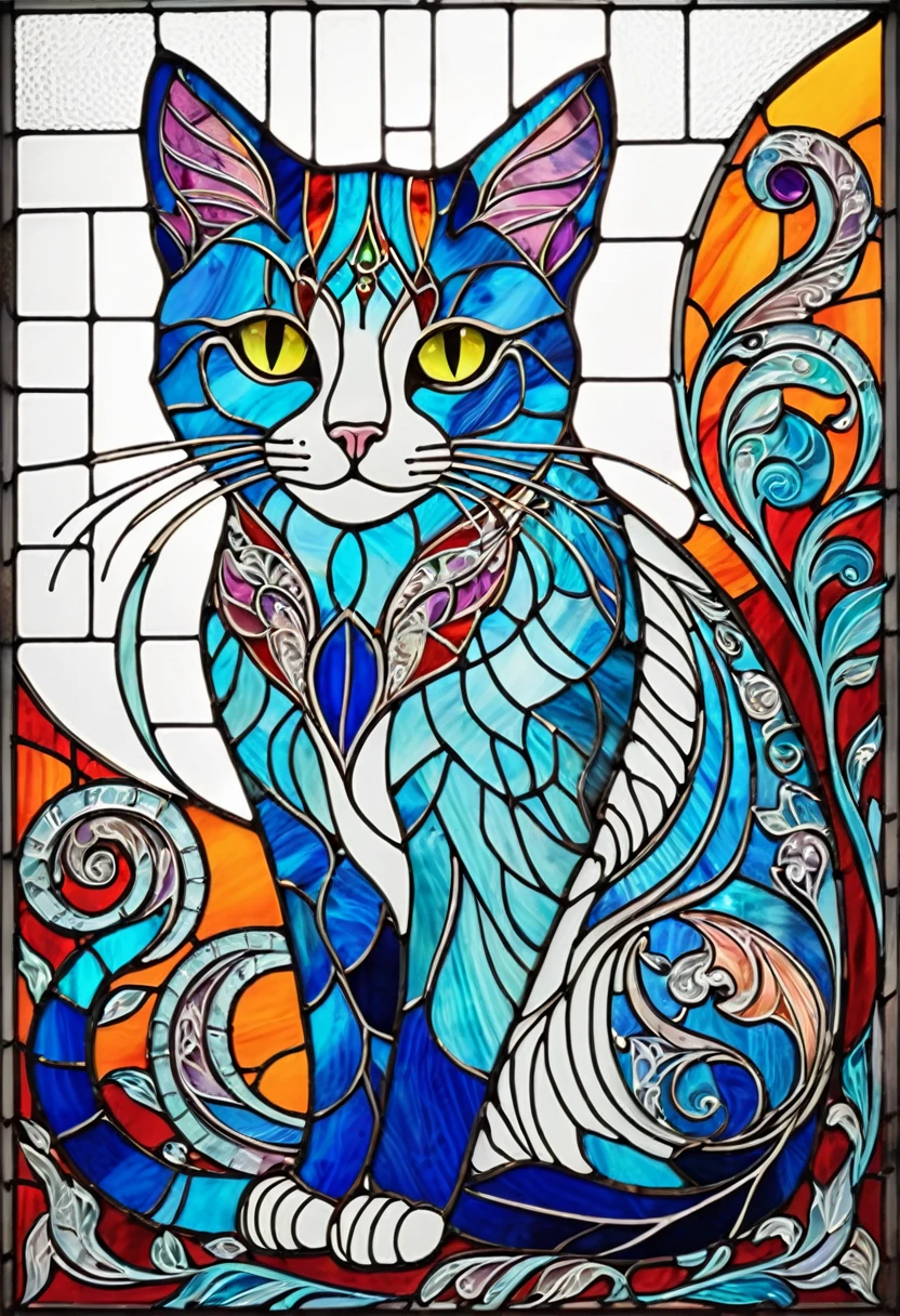 stained glass style cat . vibrant, beautiful,
translucent, intricate, detailed