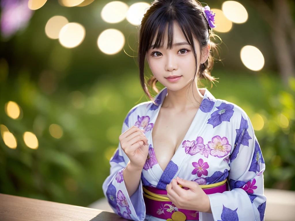 (masutepiece:1.3, Photorealsitic:1.4, 8K), top-quality, masterpiece, 超A high resolution, Professional camera work, Grow Light Effect, Realistic portrait, Cinematic Light, Highly detailed skin and facial texture:1.3, Perfect dynamic composition, The ultra-detailliert, A detailed eye, Detailed limbs, autumnal, Autumn leaves landscape in the evening:1.25, 1girl in, Cute sexy 23 year old slim woman, Fair skin, Autumn leaves are dancing:1.25, (Enraptured look:0.9, Totally captivates you:1.0), (Purple kimono:1.31 off shoulder), (Backshots, Calm pose), (voluptuous breasts:0.9), (Beautiful blue eyes, Eyes that feel beautiful eros:0.85), Sexy face:0.4, (A mouthfeel that feels beautiful eros:0.85), ((Too cute beauty:0.9))