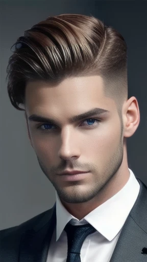 Swedish men stylish hair focus on face.
