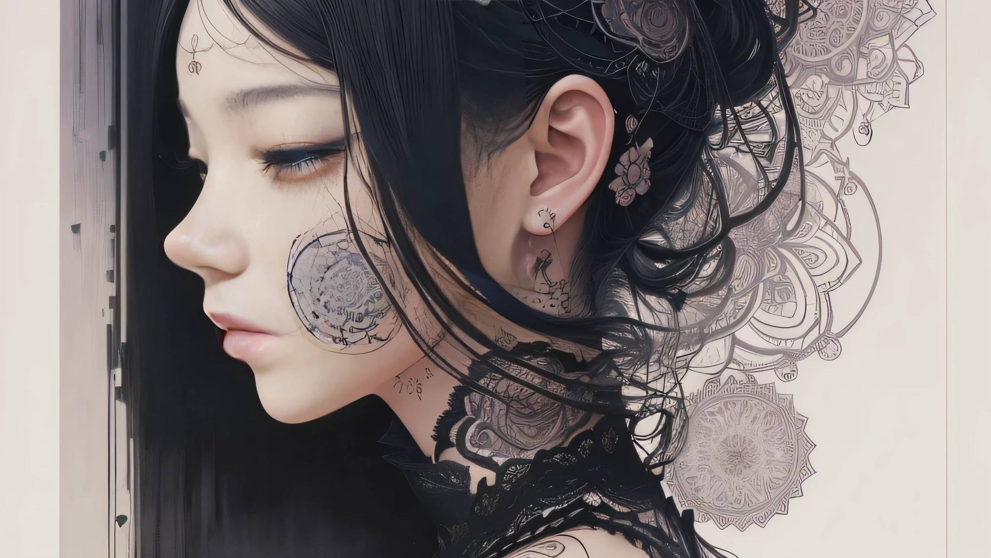 Rosy tears、Official Art、unity 8k wallpaper、Ultra-detailed、Beautiful and aesthetic、masterpiece、Highest quality、(Tangleた、And Mandalas、Tangle、Tangle)、(Fractal Art:1.3)、One Girl、Very detailed、Dynamic Angle、Cowboy Shot、The most beautiful form is chaos、elegant、Brutalist Design、Vibrant colors、Romance、James Jean、Robbie Dowie Anton、Ross Tran、Francis Bacon、Michal Muratz、Adrian Gainey、Petra Cortright、Gerhard Richter、takato yamamoto、Ashley Wood、atmosphere、Ecstasy Note、Streaming notes are visible