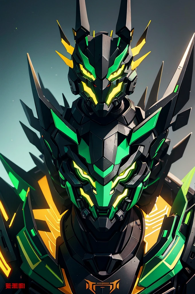Robot Humanoid Dragon Eastern 2 horned feral claws manga style muzzle green