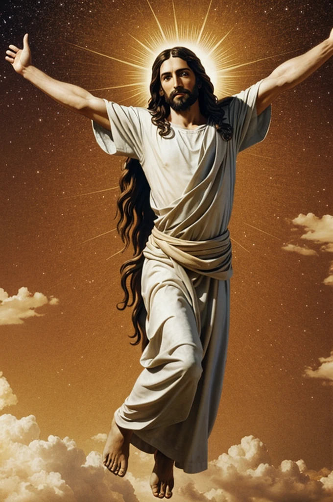 Jesus opening his arms over the world