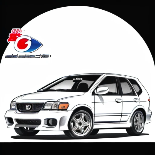 Car dealer,(Honda、Step WagonRF1) logo, Vector, line art, design, inspired, straight, symmetry