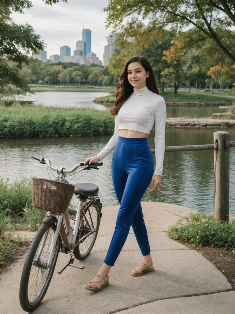 nerdy girl smiling with glasses very beautiful , Transparent white lycra pants that show her vagina a lot   , on a dock on a boat 