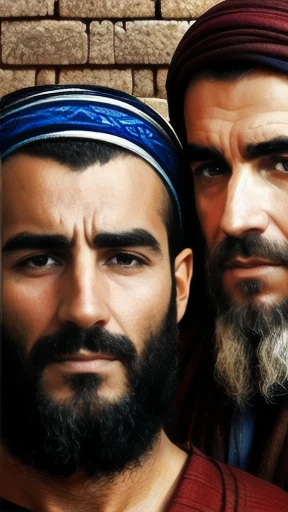 group of judaean men gathered   focus on faces.