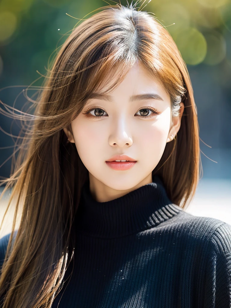{2.5D art style} Kwon Eun-bi is a young Korean woman in her 28s. Her hair is short at shoulder in a blonde colors. 
Her face is slightly shorter than it is long, which carry a warm , expressive face. Her skin is radiant and clear, presenting an impeccable state of health and her curved lips. 
Large, brown eyes are expressive and captivating. 
Her height is medium, her natural body and defined made up of proportional curves. with the most charming and provocative. It matches their personalities. 
She wearing a Black sweater and jeans.

