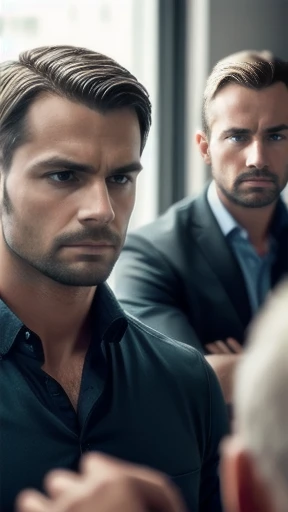 group of Swedish men gathered focus on faces.