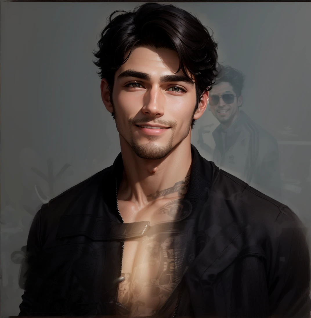 Background change, 8k, ultra realistic, handsome face, handsome boy, bullet, realistic background, Black jacket, smile,