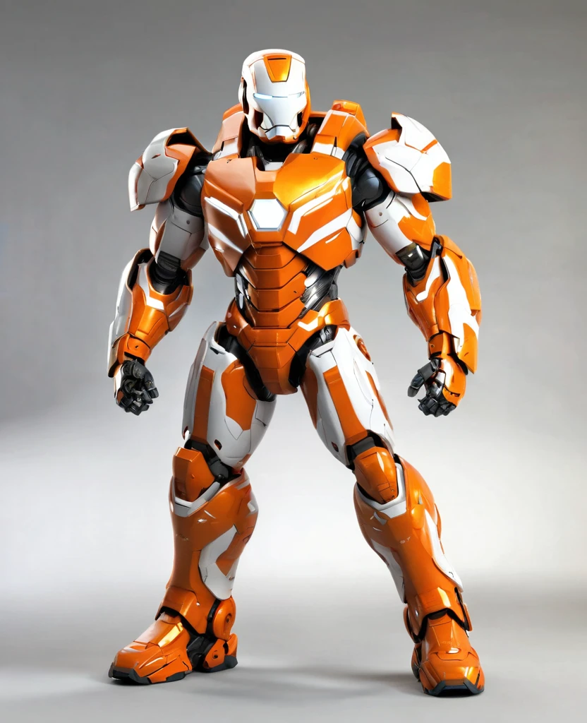 War machine, orange and white random coloured, heroic, full body, War machine style