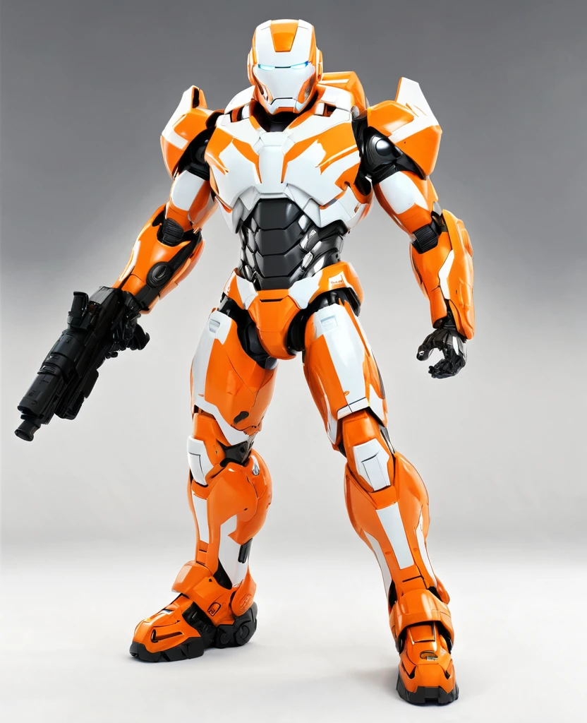 War machine, orange and white random coloured, heroic, full body, War machine style