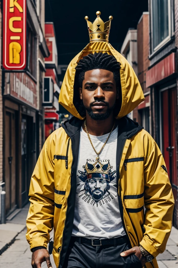 A king in urban clothes in cartoon