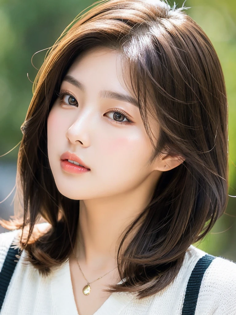 {2.5D art style} Kwon Eun-bi is a young Korean woman in her 28s. Her hair is short at shoulder in a blonde colors. 
Her face is slightly shorter than it is long, which carry a warm , expressive face. Her skin is radiant and clear, presenting an impeccable state of health and her curved lips. 
Large, brown eyes are expressive and captivating. 
Her height is medium, her natural body and defined made up of proportional curves. with the most charming and provocative. It matches their personalities. 
She wearing a Black sweater and jeans.

