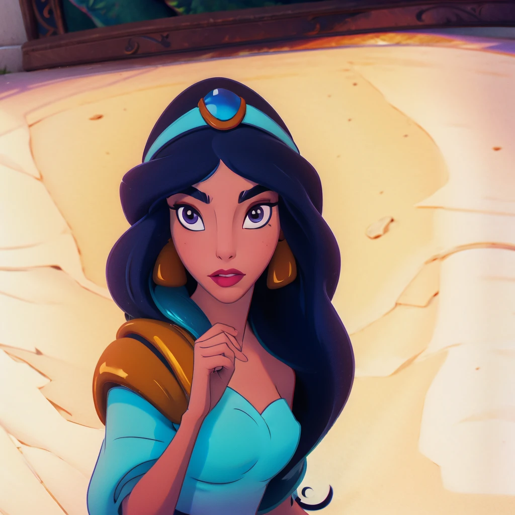 Princess jasmine blowing a kiss to viewer