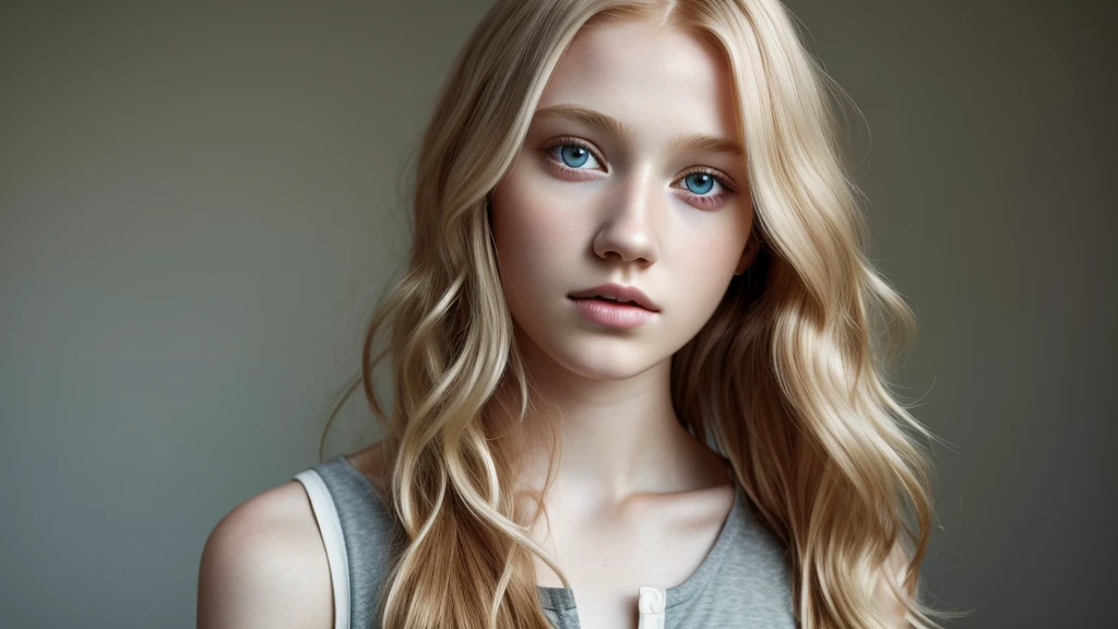 Ultra HD、super high quality、Real、４ｋ、８ｋ、One Girl, Age 1５, alone, Aesthetic artwork, Irish, Wavy strawberry blonde hair, Shoulder-length hair, Grey Eyes, Light grey eyes, Pale skin, Runner&#39;s body, (Textured skin, Skin pores:1.1),Good, Exposed breasts, Sexy pose、Lifting her miniskirt to show her panties、Beautiful nipples、Nude Model、Atelier、headphone、dj