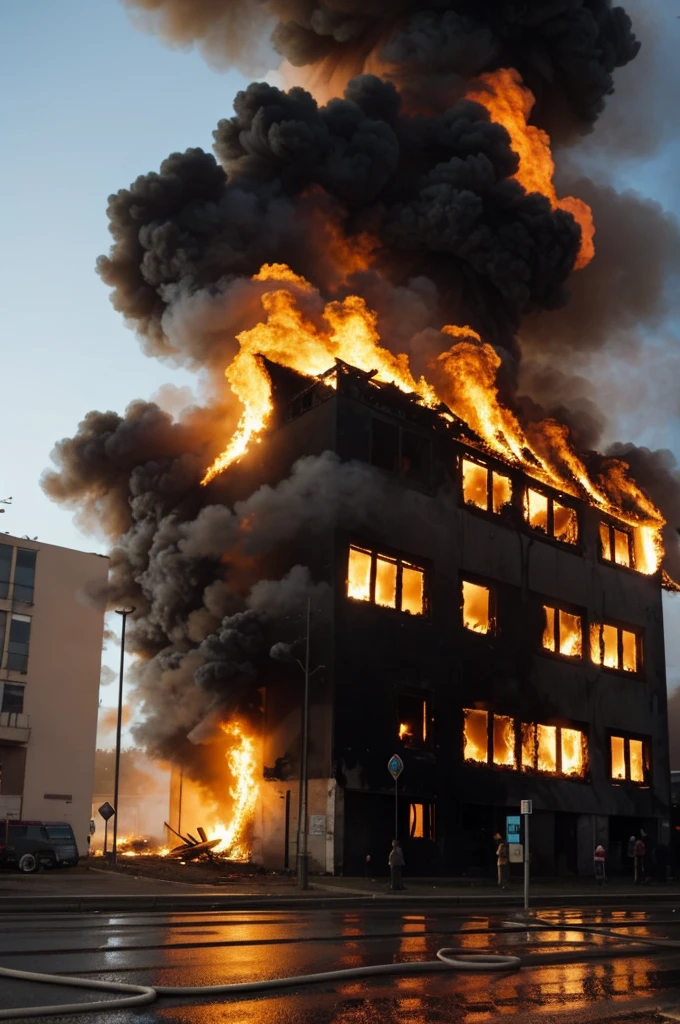A burning building