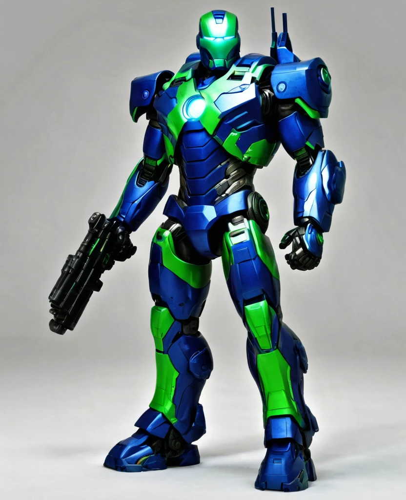 War machine, (blue and green random coloured), heroic, full body, war machine 