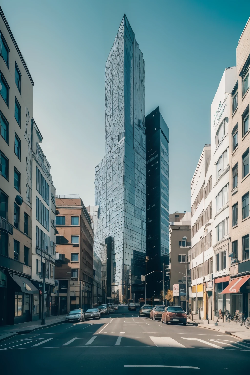 ((best qualityer)), ((Dadaist artwork)), (detailded), The photo depicts a surrealistic urban scene, where everyday elements are distorted and combined in a chaotic way. into the image, we see a melted traffic light, emitting distorted colors that spread across the cracked asphalt. Ao fundo, buildings with impossible-shaped windows reflect a sky of inverted tones. People with blurred faces and fragmented bodies appear to merge with inanimate objects, creating a feeling of strangeness and disorder. The visual composition defies logic and invites the viewer to immerse themselves in a universe of absurdity and disconnection..