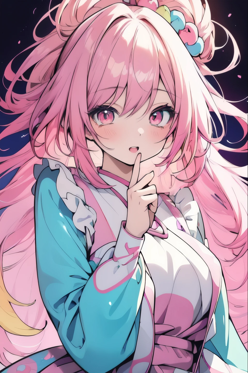 Anime girl with colorful hair and colorful dress, rossdraws pastel vivid, rossdraws cartoon vibrant, Anime Style 4k, Beautiful anime portraits, art germ colorful!!!, ! Dream Art Germ, Beautiful Anime Girls, Anime style digital art, Anime Art Wallpaper 4k, Anime Art Wallpaper, Digital anime art, Highly detailed art gems
