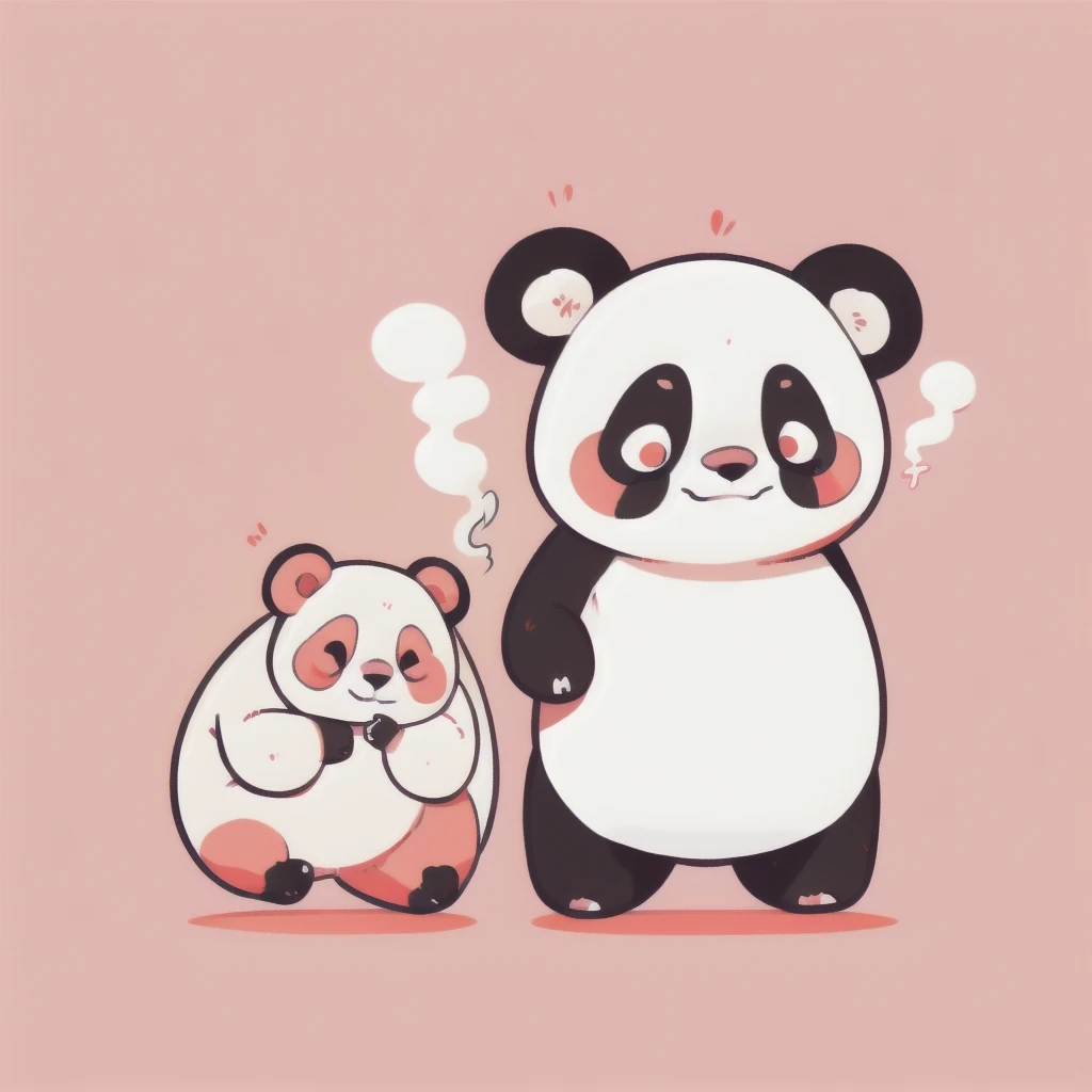 Illustration of a panda holding a cigarette and folding its arms　One