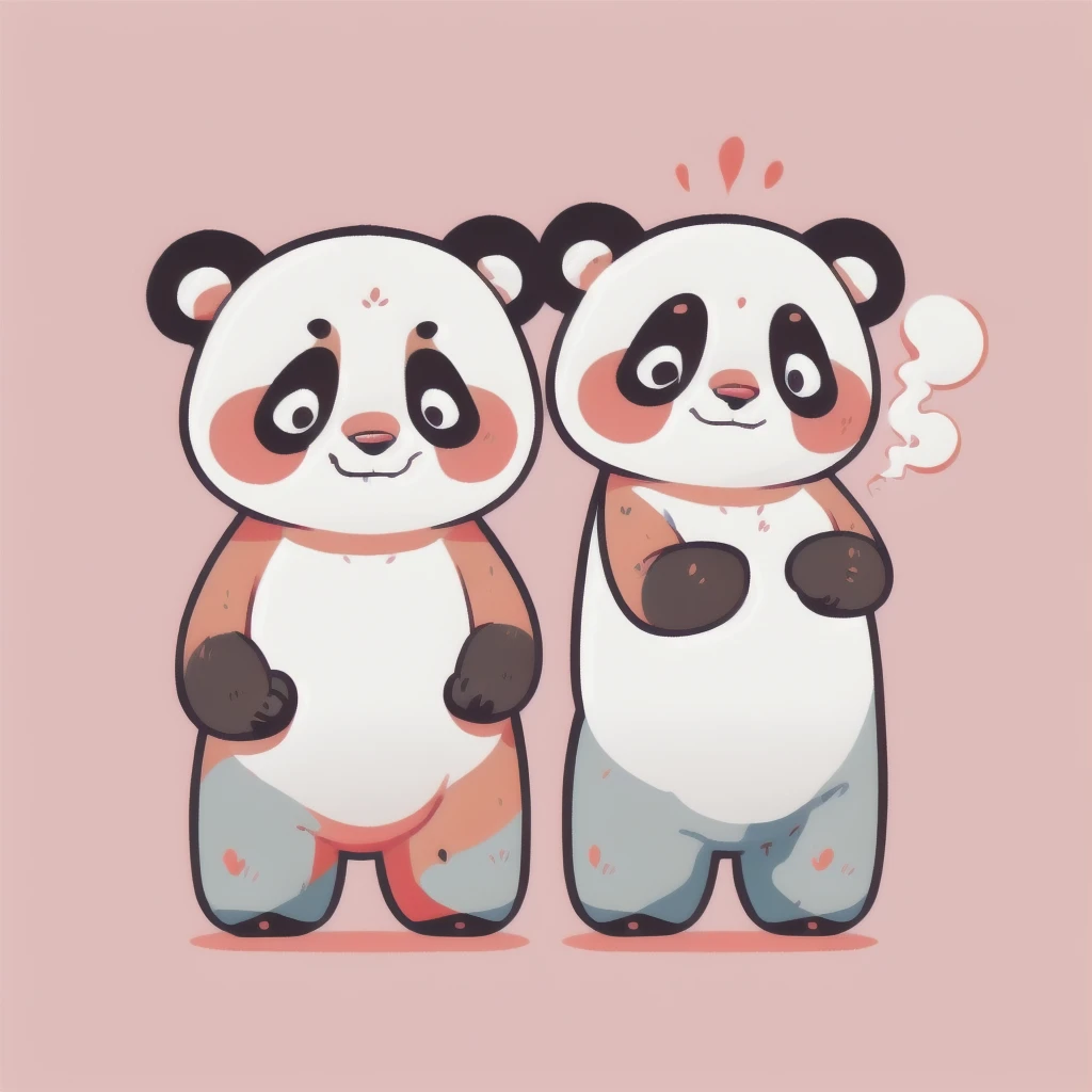 Illustration of a panda holding a cigarette and folding its arms