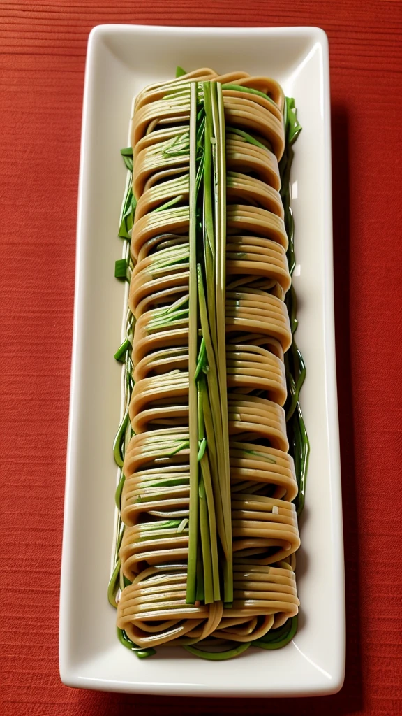 Chinese chive soba noodles　Minced meat　Chinese style
　　Chive soba on a plate　Please make a photo