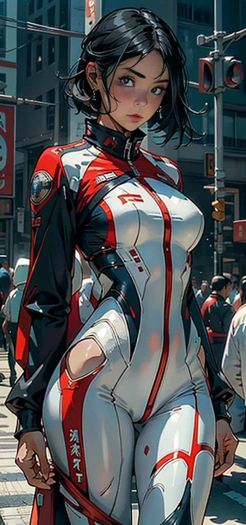 1female,41 years old,MILF,A MILF,mature,plumw,extremely large bosom ,Pornographic exposure, solo,(Background with:stadium) She has short black hair,bobo head,Station,seen from the front, hair straight, mostly cloudy sky,(((tmasterpiece),(Very detailed CG unity 8K wallpaper),best qualtiy,cinmatic lighting,detailed back ground,beatiful detailed eyes,Bright pupils,(Very fine and beautiful),(Beautiful and detailed eye description),ultra - detailed,tmasterpiece,)),facing at camera,A high resolution,ultra - detailed),revealing breasts,Bare genitals, Bulge,legs are open,Raised sexy,Camel toes,Flushed complexion,Open-mouthed,frontage,Chinese Air Force,Aviator,(Wearing:Track and field suits,White pantyhose,Blue and red color scheme)spiderman uniform armor
