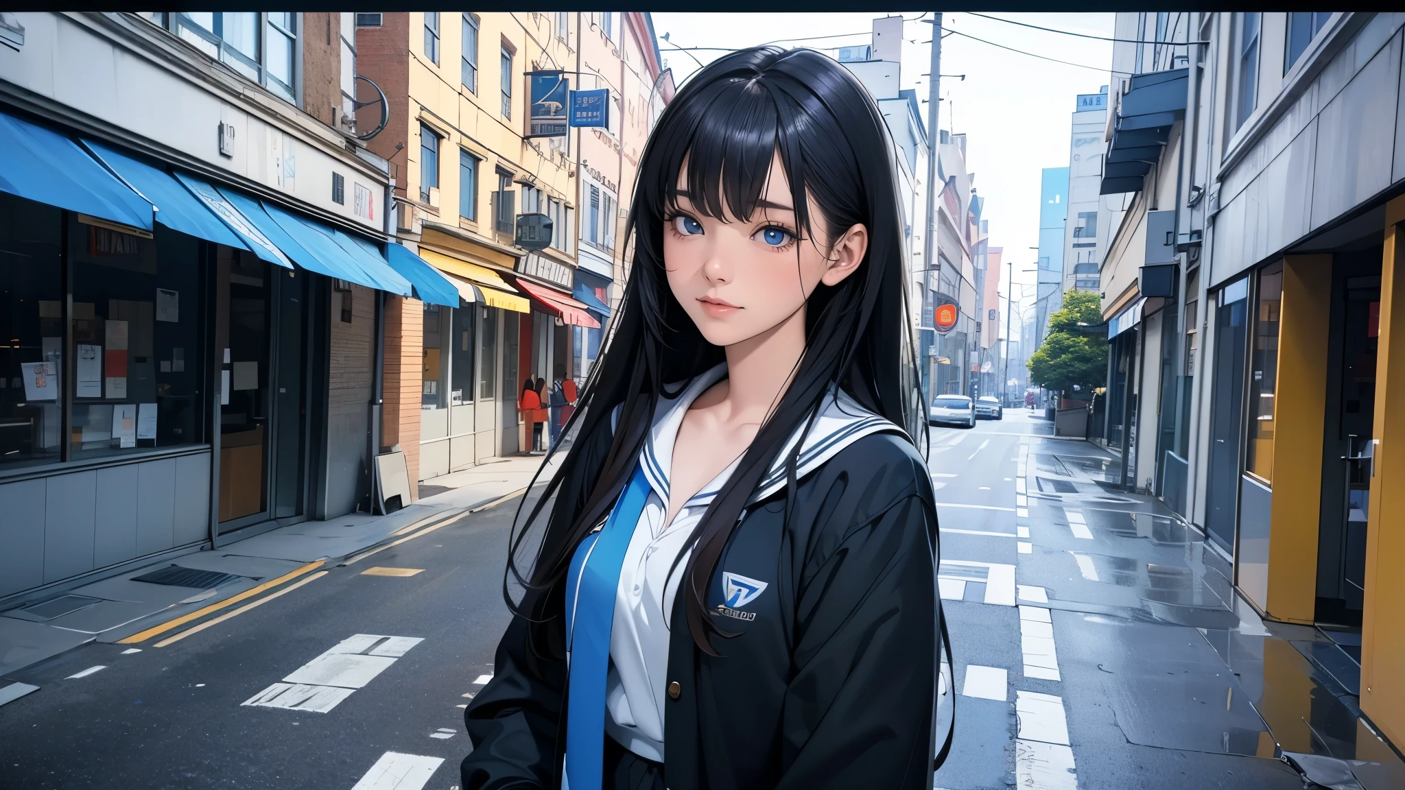 ultra HD、super high quality、masterpiece、detailed、8K、The location is on a quiet city street、Schoolgirl1Person listening to music on headphones、15-year-old high school girl、The Russian has long black hair.、Has blue eyes、Has a glamorous figure、The clothes she's wearing are one-piece dresses.、Pretty sexy、Nostalgic and relaxing atmosphere、Midnight、Holding an umbrella、Rainy season、downpour、A business district lined with glittering neon buildings,evening、He has his hands on his headphones and his eyes closed、Retrospective color tone、A street with a retro atmosphere、evening、