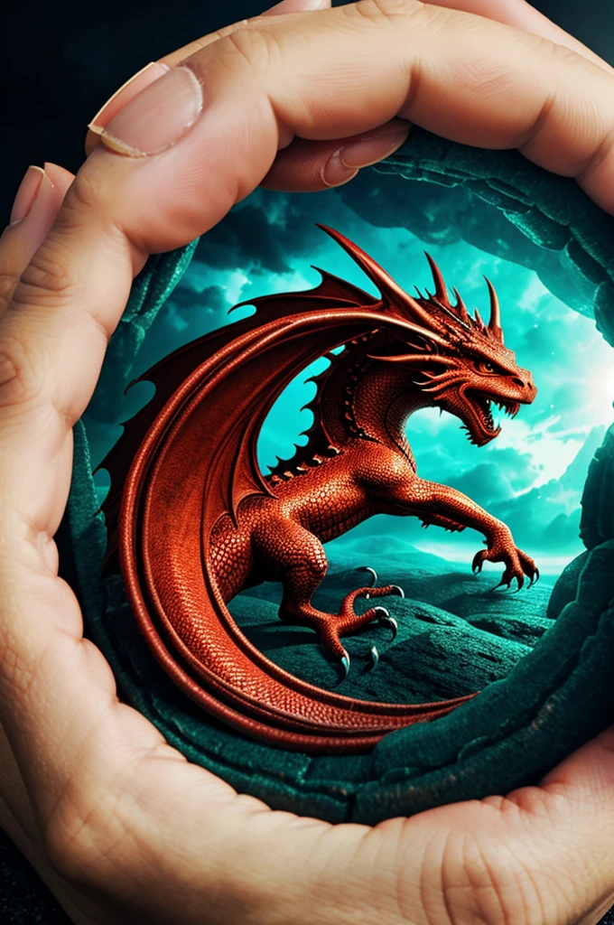 Image of a dragon inside a ring to print