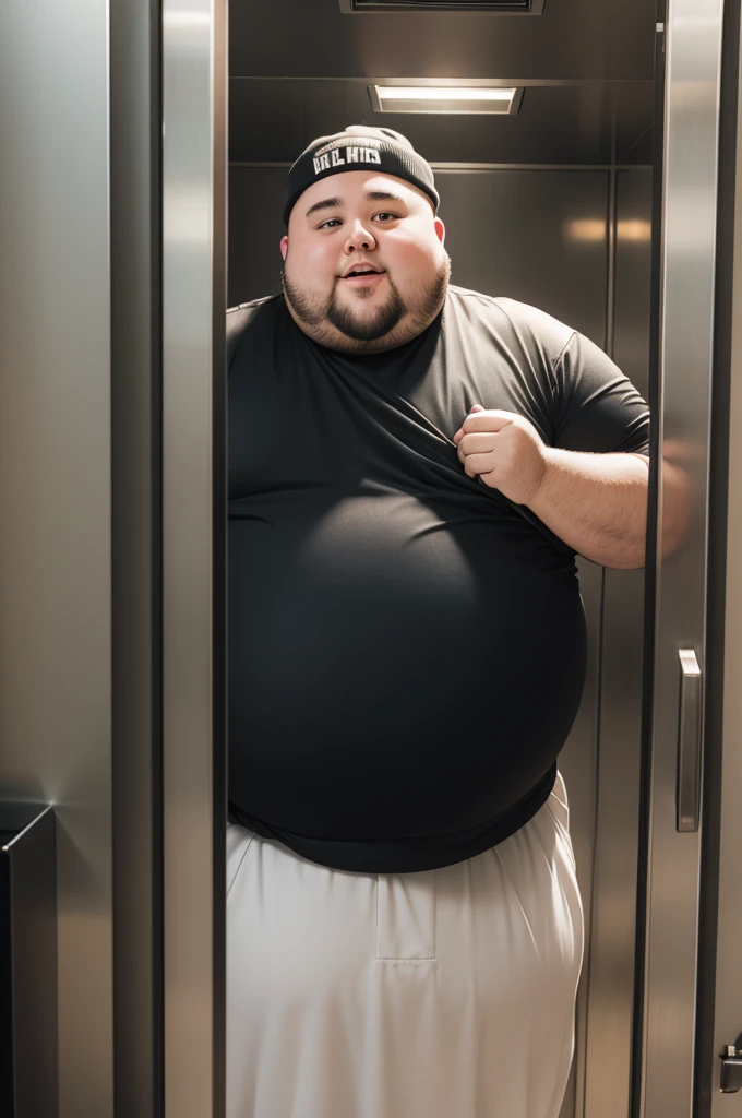 A fat guy stuck in the elevator